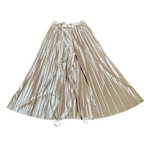 Vita Grace NWT Pleated Velvet Palazzo Pants – Champagne Beige – Size 4